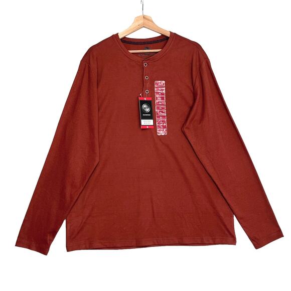 Weatherproof Henley Shirt Men Sz XL Orange Long Sleeves Double Brushed Soft Knit - Picture 1 of 9